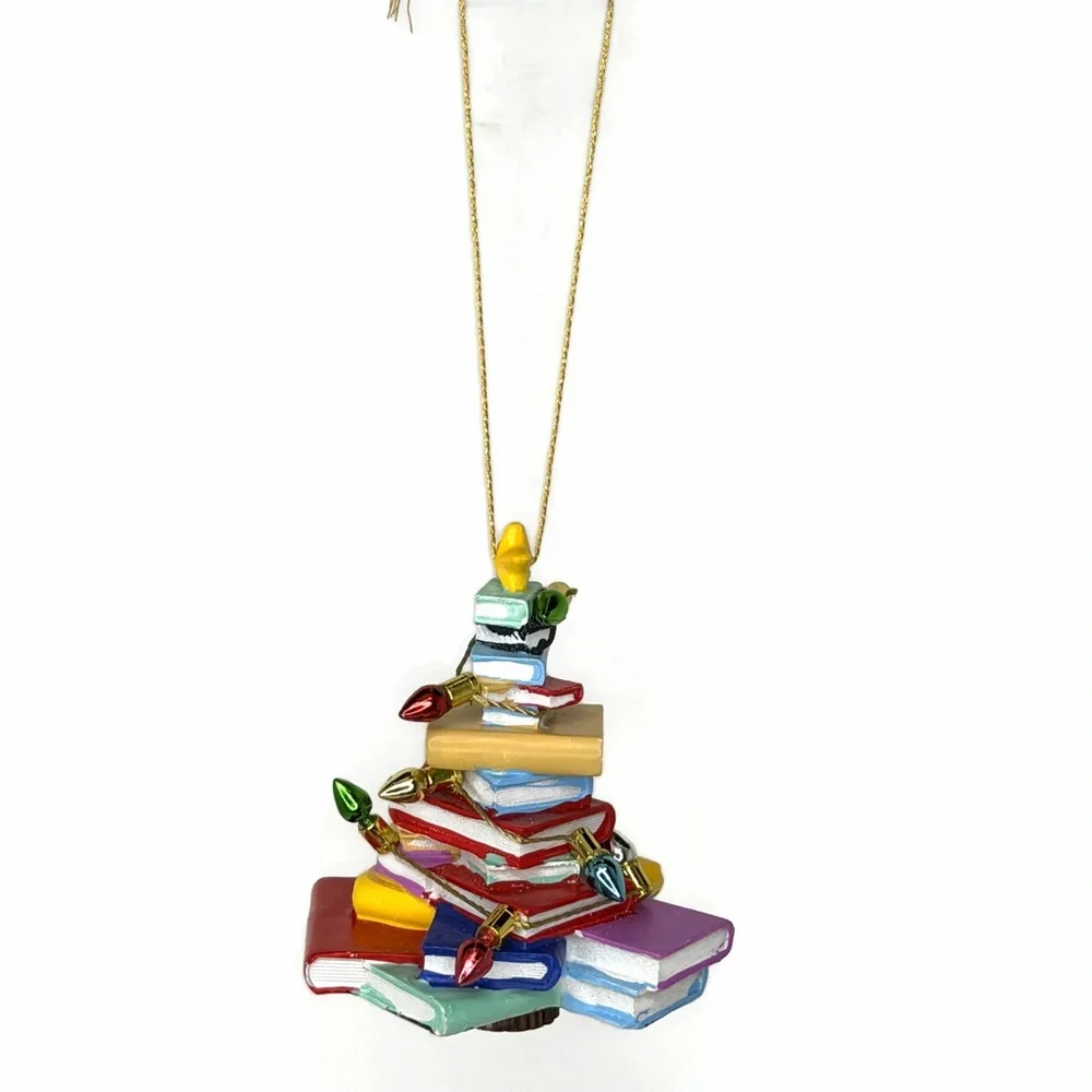 Colorful Stacked Books Christmas Tree Ornament